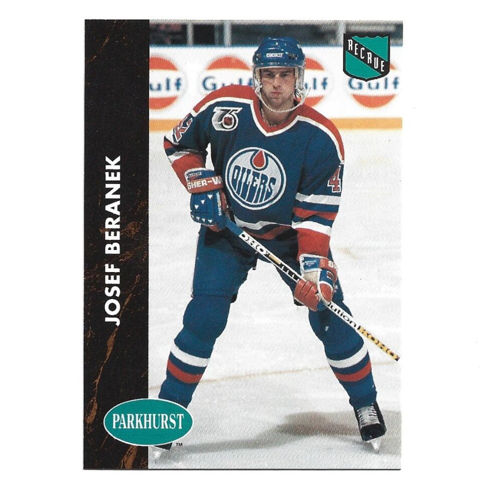 1992 French Parkhurst Joesf Beranek Edmonton Oilers Rookie Hockey Card [h54]